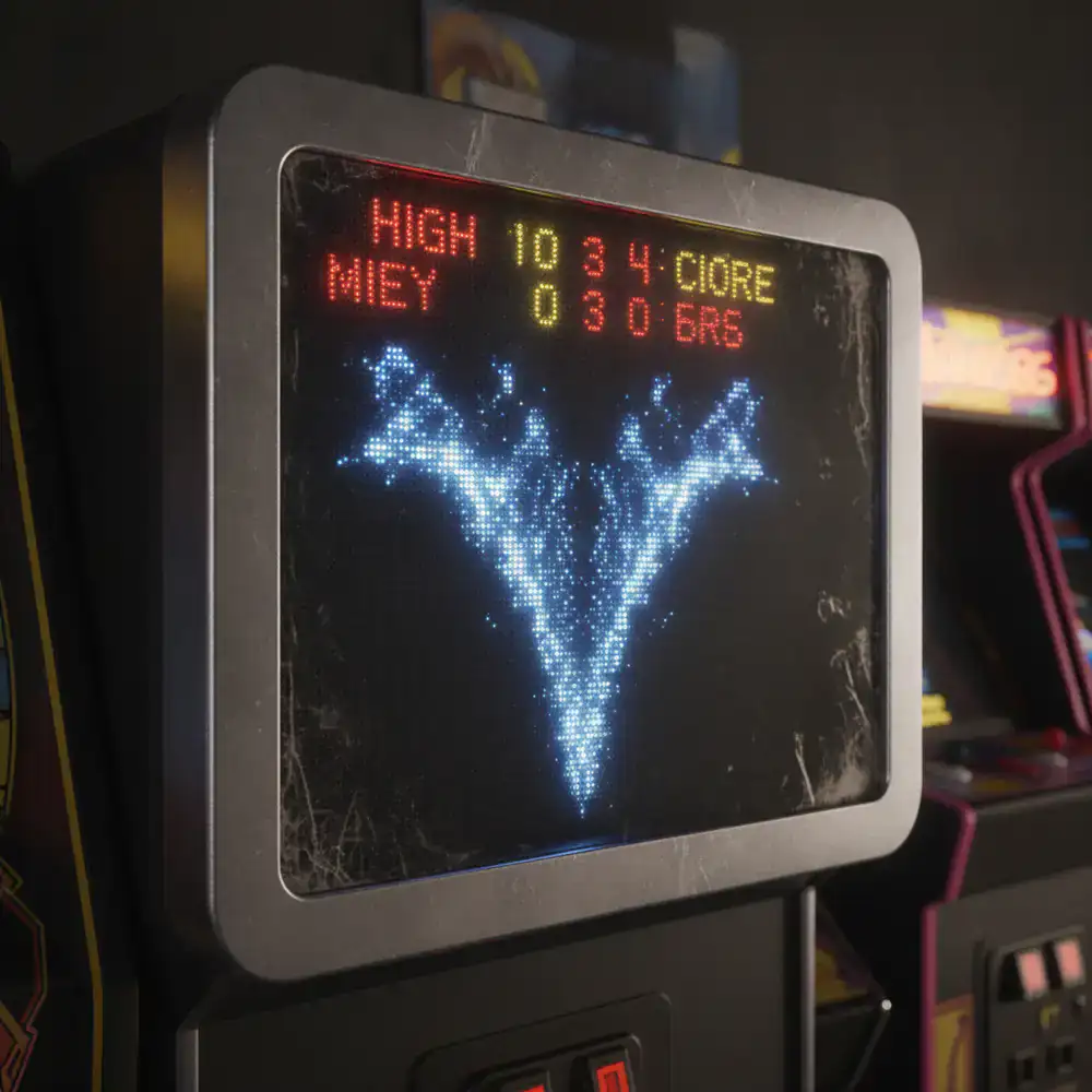 Ilustração de um painel de pontuação arcade a receber uma nova mensagem